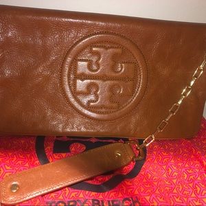 Tory Burch embossed clutch with removable strap